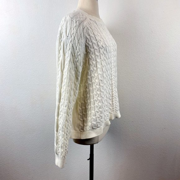 Caffe Marrakesh Sweater Over-Sized White Cotton Cable Knit Slouchy Pullover XL - Picture 6 of 7